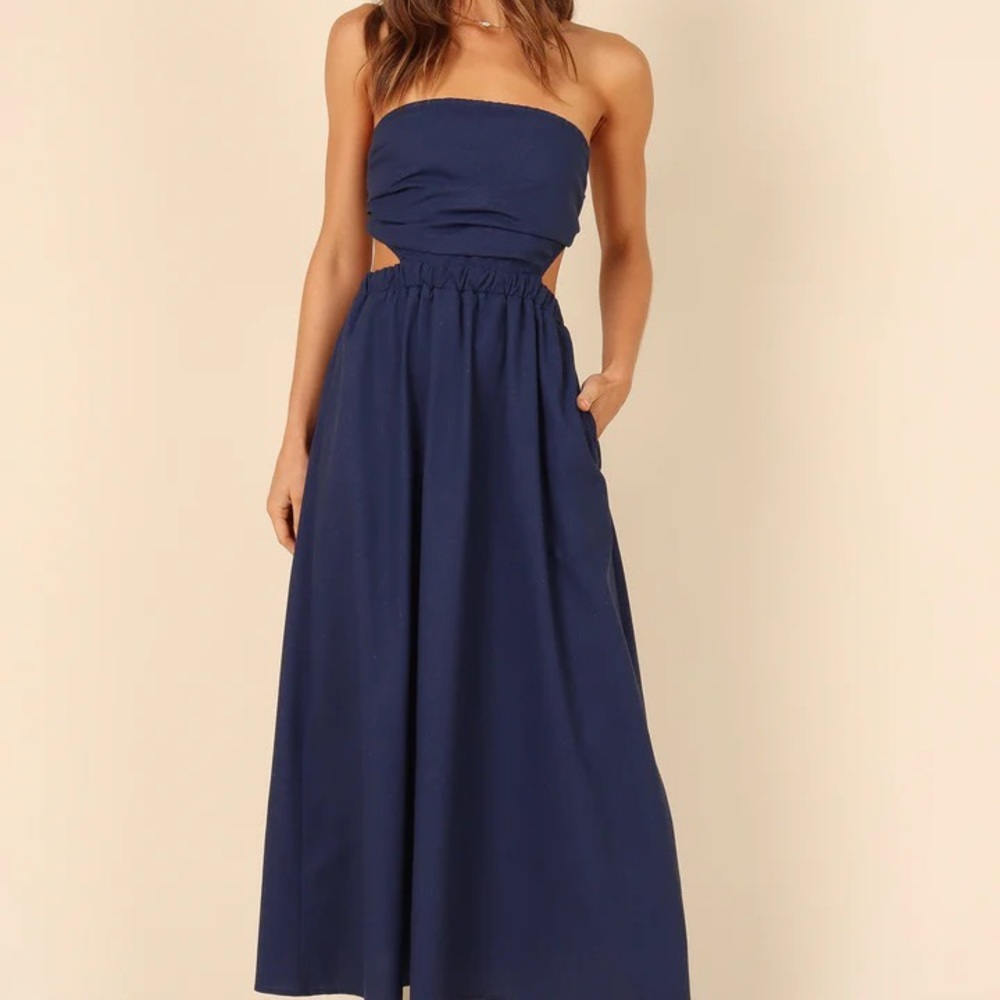 Navy Petal & Pup Strapless Dress - Never Worn
